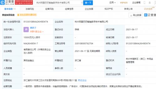 阿里巴巴成立智融數字技術公司，注冊資本1億元加碼信息技術咨詢服務